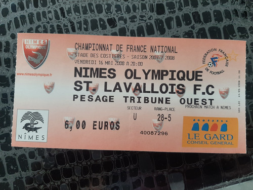 Ticket foot nimes laval - nimes, "
