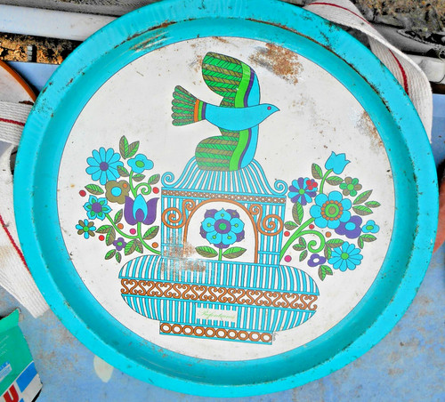 Ancien plateau rond - plateau, vintage