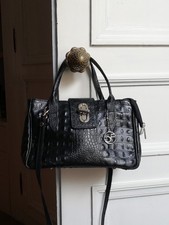Sac en cuir noir Façon Croco
