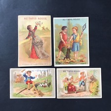 Au Tapis Rouge Paris - 4 Antique Bluebeard Chromos Le Loup La Mère et Enfant