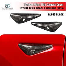 2pcs Dry Carbon Fiber Side Camera Protection Cover For Tesla Model 3 Highland