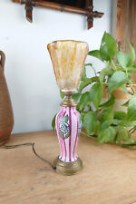 Antique lamp with amber glass paste tulip ? h 30 cm