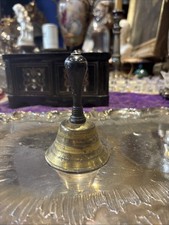 old small blackened wooden handle table bell