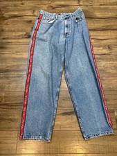Vintage Tommy Hilfiger Jeans Spell Out Seams Flag 90s 36x32 Y2k Baggy Hip Hop