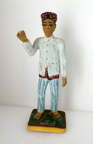 Statuette bois peint - statuette,
