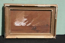 tableau peinture dessin encre sépia craie gouache cavaliers.