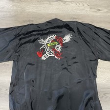 Vintage Black Rayon Kimono Robe Oriental Asian One Size Fits All