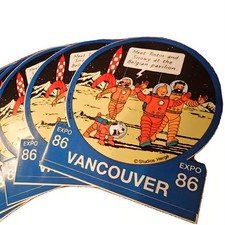 Rare 1986 Tintin Sticker Studio Hergé Expo Vancouver Belgian Pavilion Vintage