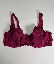 Damart Bra Size 42DD Red Underwired Nonpadded Embroidered Lace Full Cup Bra