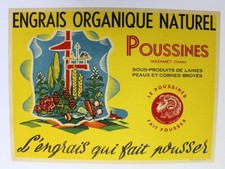 NATURAL ORGANIC FERTILIZER POSTER CHICKS MAZAMET FRANCE SHEEP BELIER 1930