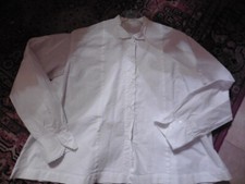 ANTIQUE LINEN / MAID BLOUSE WHITE COTTON PLEATED SCALLOP HAND 1900
