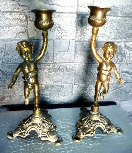 Ancienne paire bougeoirs - bougeoirs, en