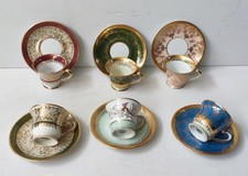 6 LIMOGES PORCELAIN MOCHA CUP ENAMEL ENHANCEMENT HAND