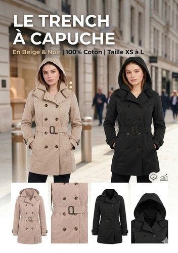 Trench coat capuche - trench-coat, femme