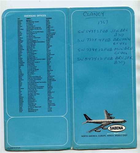 Sabena belgian airlines - belgian, ticket