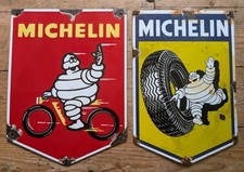 2 x Michelin Enamel / Metal Signs - Display Advertising Garage Mancave Plaque