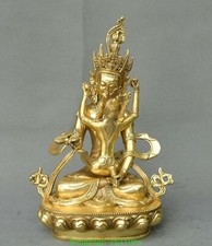12" Vieux Bouddhisme Tibétain En Cuivre Mandkesvara HAPPY BUDDHA Sculpture
