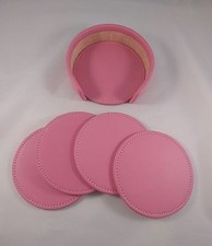 (NEW) Leather Coaster Set of 4