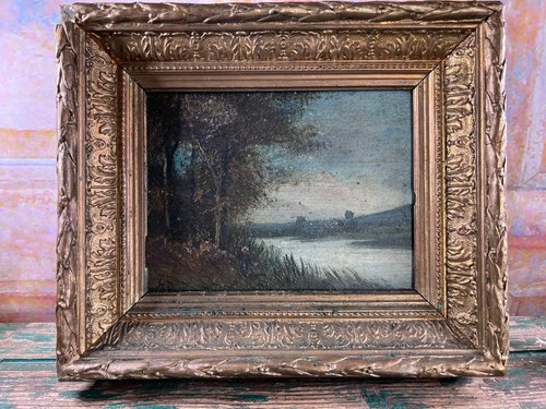 Tableau ancien paysage - , lac