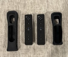 Nintendo Wii Remotes (2) Controllers Black + 2 Free Silicone Covers, [Tested]