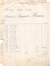 INVOICE 1922 AUGUSTE BRUN IN PARIS - M. VERHELLE IN ROUBAIX