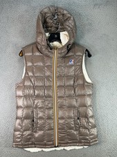 SIZE K-Way Vest Womens Beige Down Fill Puffer Lightweight Outerwear Reversible