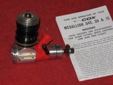 NEW? VINTAGE COX MEDALLION 15 with R/C THROTTLE RING GLOW MODEL AIRPLANE ENGINE