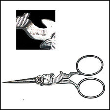 STUNNING ANTIQUE SEWING SCISSORS DECOR RABBIT EMBROIDER 19th century POYET BROTHERS
