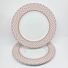 Taitu Grillage Red By Artist Emilio Bergamin Set Of 2 Dinner Plates VGC Disconti