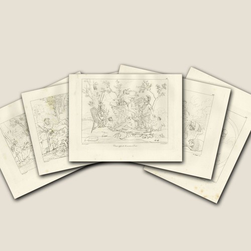 Lot gravures trait - gravures,