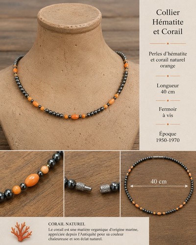 Collier corail rose et - ,