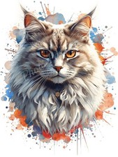Photo A4 Chat Maine Coon Gris