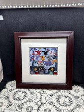 IKEA Ribba Framed  Chinese Silk Embroidery Colorful Houses Dragonfly