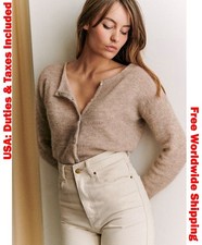 La Maile Sezane Womens Light Beige Mohair/Alpaca Gaspard Cardigan Size XS