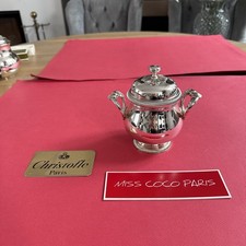 CHRISTOFLE GODRONS SILVER METAL SUGAR BOWL VERY NICE CONDITION HT 9.5 CM.