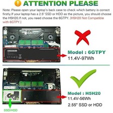 56Wh H5H20 Laptop Batterie