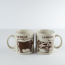Pair VTG 1978 Taylor & Ng LA BULLE LA VACHE Bull & Cow Coffee Tea Mug Cup Brown