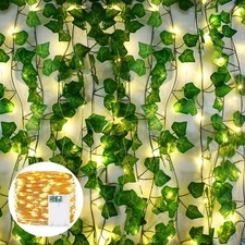 12 Pcs Lierre Artificiel Guirlande Vigne avec lumière 100 LED 200cm Exterieur...