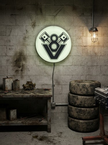 Enseigne moteur lumineuse - enseigne, v8