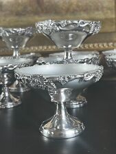 Grape Accent Sheffield Silver Plate and Satin Glass Iced Dessert Set