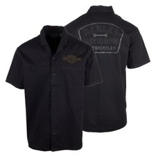 Harley-Davidson Men's Black Beauty Wrench Crew S/S Woven Shirt (S46A)