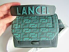 LANCEL Ninon Sac à rabat taille size S Lancelgram cuir vert foret Neuf Dutsbag