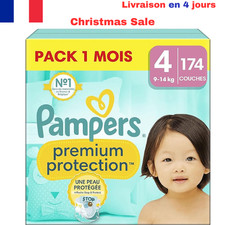 Pampers Premium Protection, Taille 4, 174 Couches, 9-14kg, Double Protection