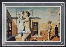 RWANDA Paul Delvaux, Belgian Painter MNH souvenir sheet