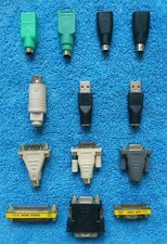 MIX LOT!! 13 PCS OF PC AND LAPTOP INPUT/ OUTPUT(I/O)/ ADAPTERS/ GENDERS