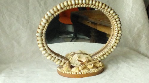 Ancien miroir table - table, ovalie