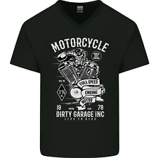T-Shirt En Coton V-Cou Pour Homme Motard De Garage Sale