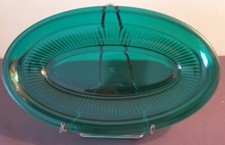 VERLYS, Very Nice Oblong Shaped Pressed Molded Glass Ravier Green Bottle