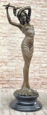 33" Western Art Deco Sculpture Sexy Standing Beautiful Woman Girl Bronze Statue