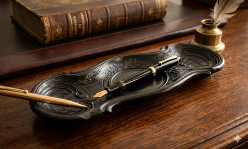 Grand plumier ancien noir - grand, 27cm
